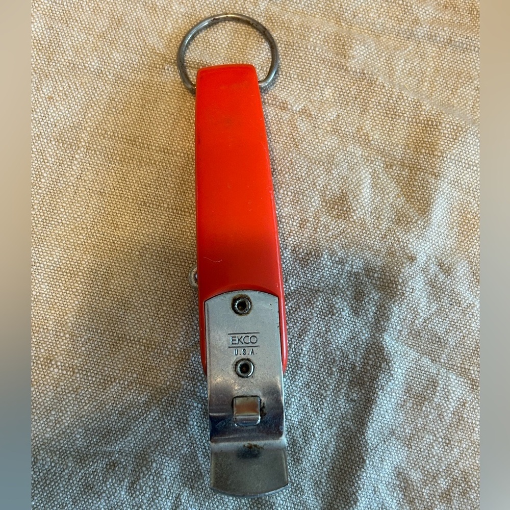 Vintage Ekco Can And Bottle Opener Retractable Corkscrew Made In USA Keyring